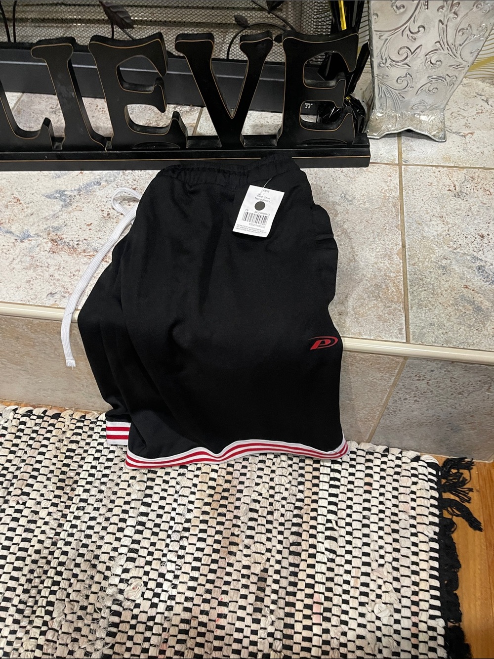 Pro Player Black Athletic Shorts with Red and White Trim